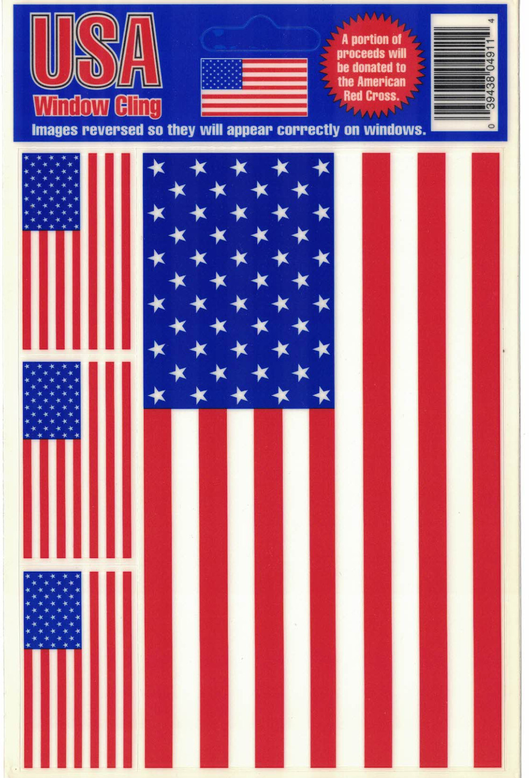 36 Total New USA Flags Static Cling Vinyl Window Decals – 12 Sets American Flag
