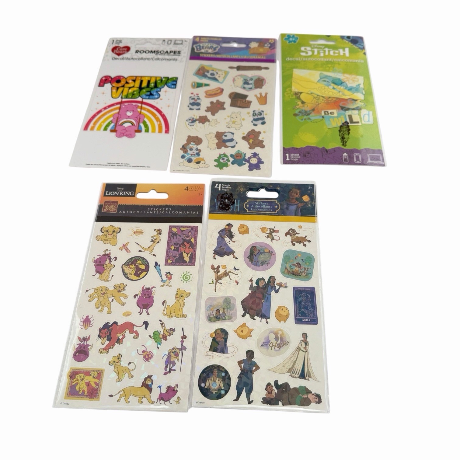 SandyLion RoomScapes Sticker & Decal Lot Care Bears Stitch Lion King Wish 5 Pack