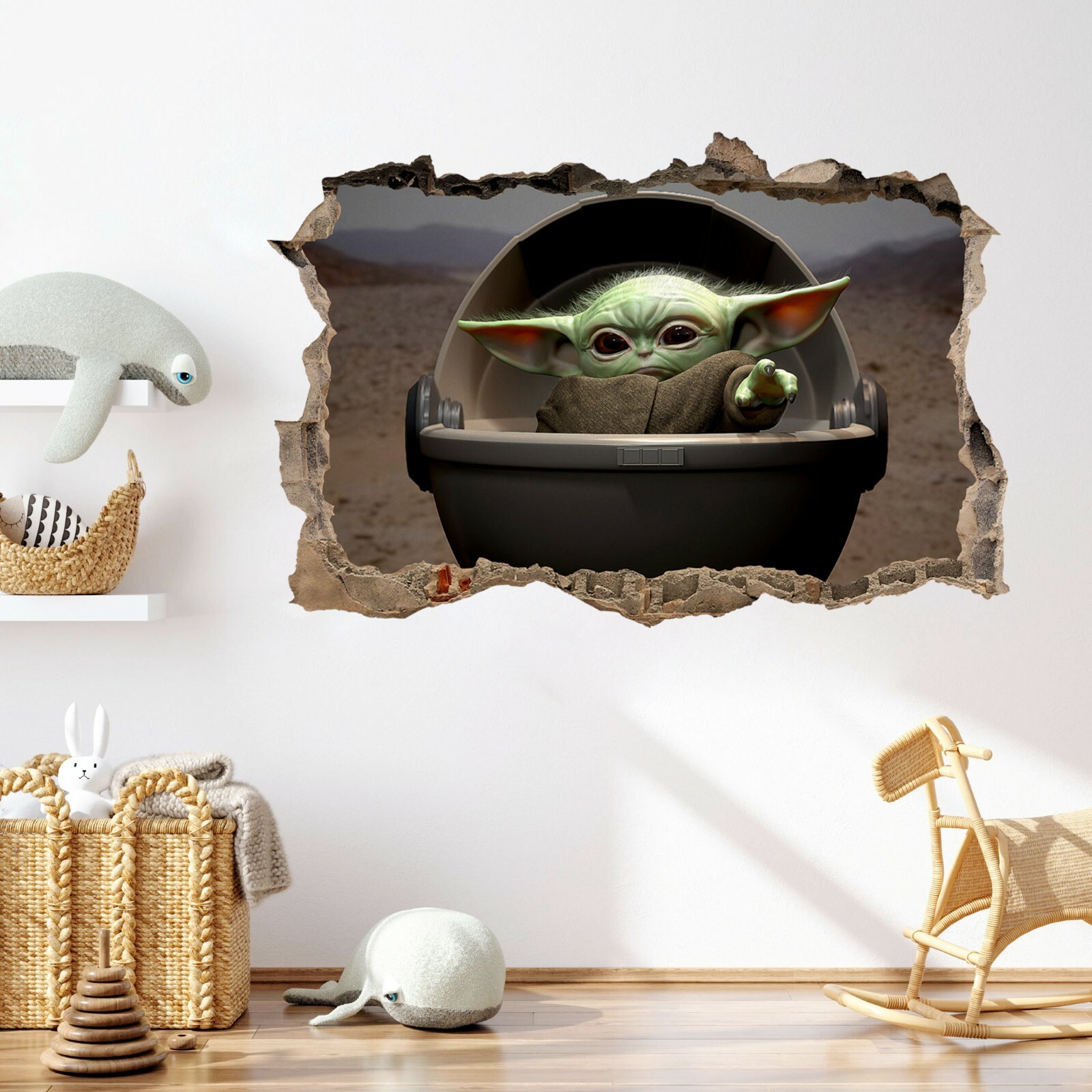 Star Wars Baby Yoda 3D Smashed Wall Removable Decal Sticker Room Decor Gift