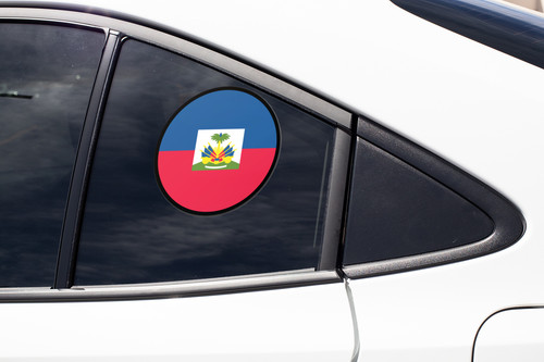 Haiti Flag Circle Sticker Decal