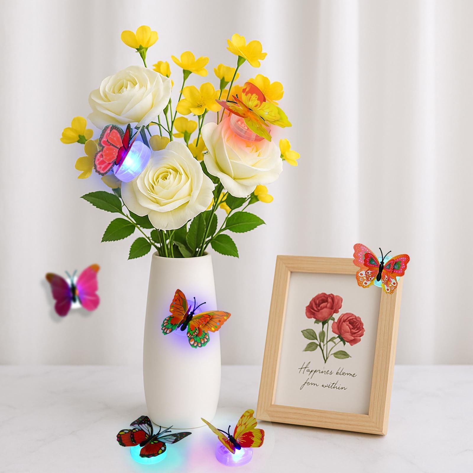 3D Butterfly Wall Decor with LED Lights, Glow-in-the-Dark Stickers, 48 Pcs for B