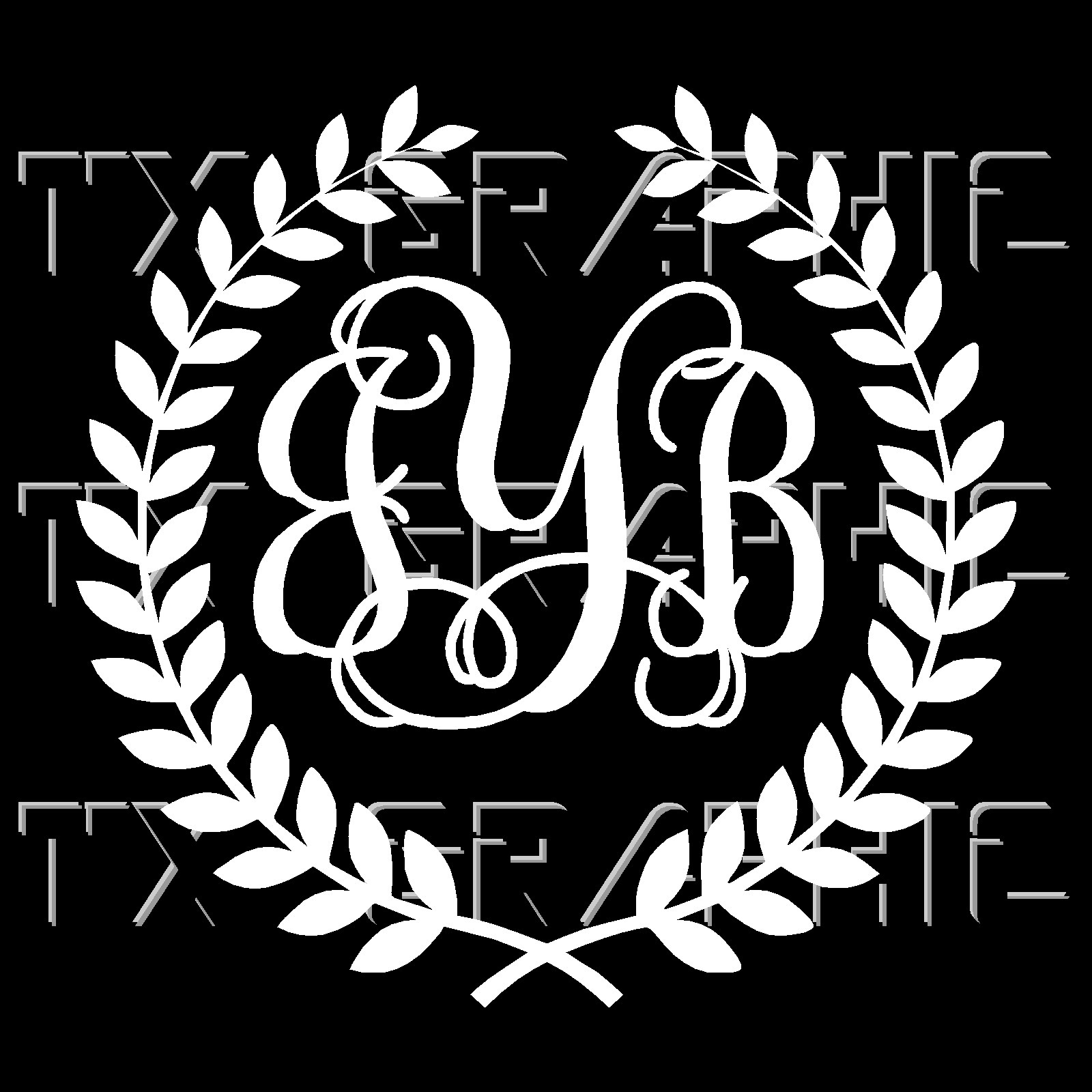 MONOGRAM CUSTOM DECAL STICKER WITH LAUREL CAR WINDOW VINLY LETTERING VINE FONT