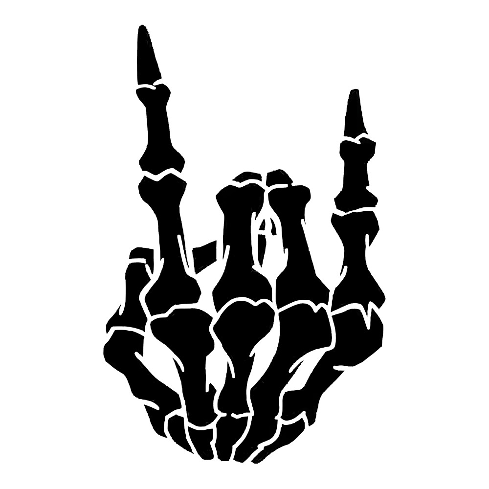 6" Skeleton Hand Heavy Metal Devil Horns Vinyl Decal Sticker