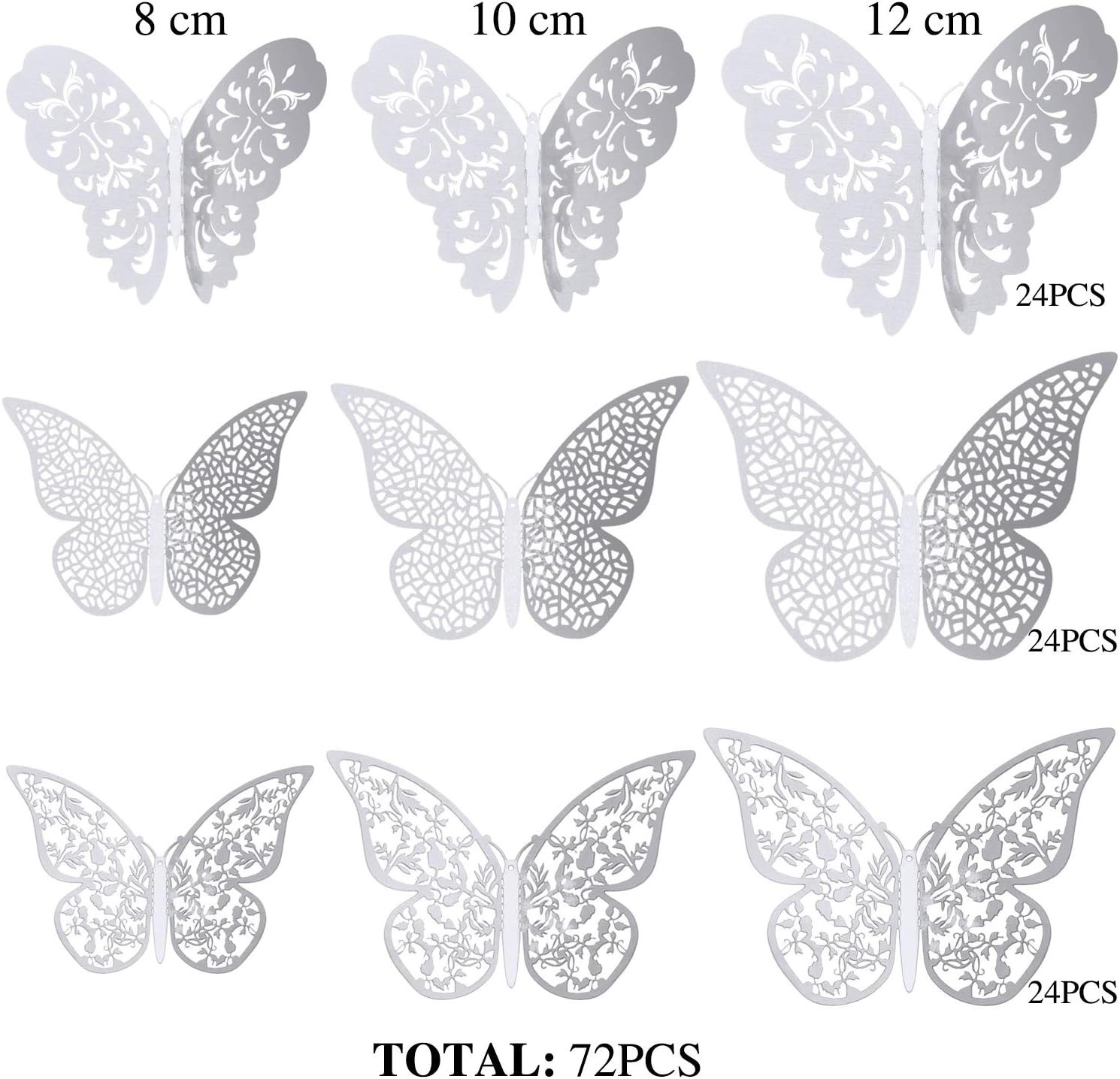 Stunning Silver 3D Butterfly Wall Decals – 72 Decorative Pieces for All Spaces