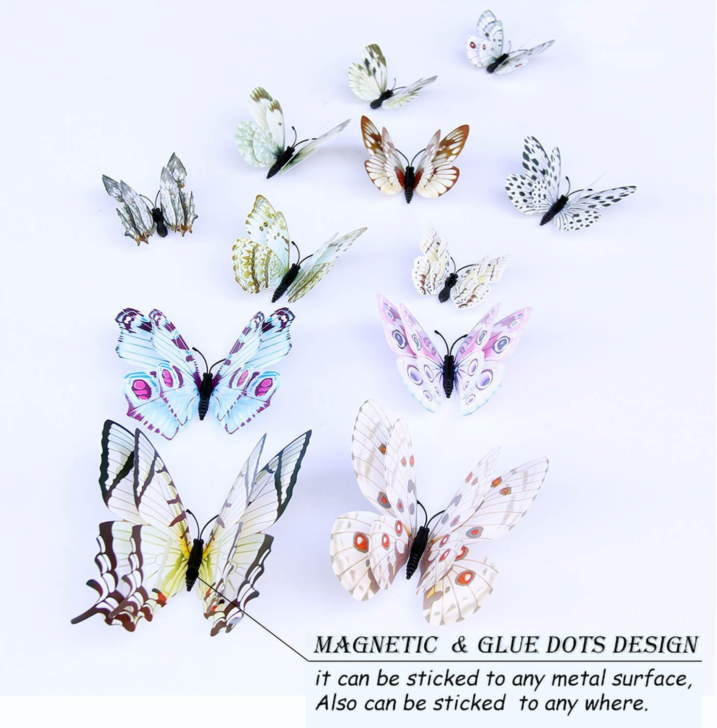 Butterfly Wall Decor 24/48 PCS, 3D Butterflies Stickers for Party Decorations wi