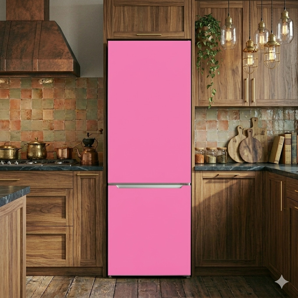 Pink Color Kitchen Fridge Wrap Matte Solid Color Vinyl Sticker