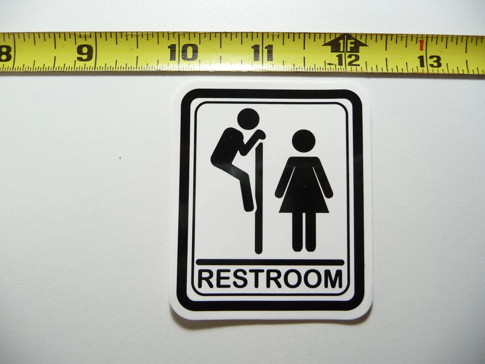 RESTROOM UNISEX PERVERT SMALL STICKER DECAL SIGN FUN LITTLE SIGNS