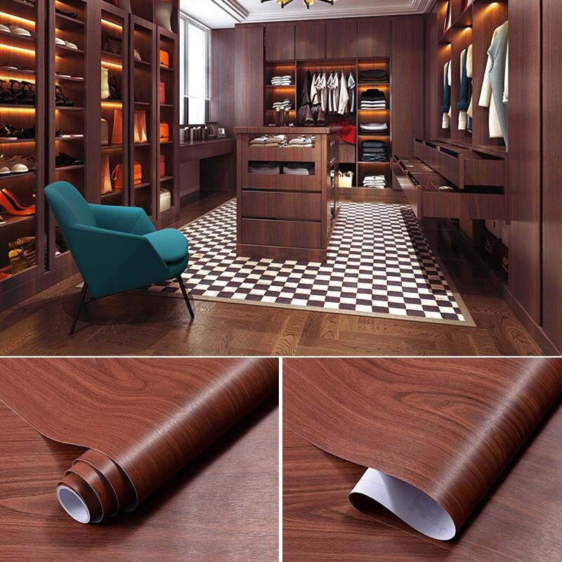Wood Grain Self-Adhesive Wallpaper Waterproof PVC Contact Stickers Home Decor