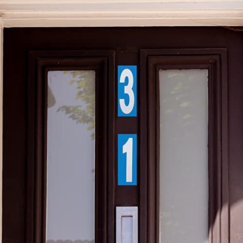 240 Pieces 10 Sheets Numbers Stickers Mailbox Numbers Self 3 Inch White on Blue