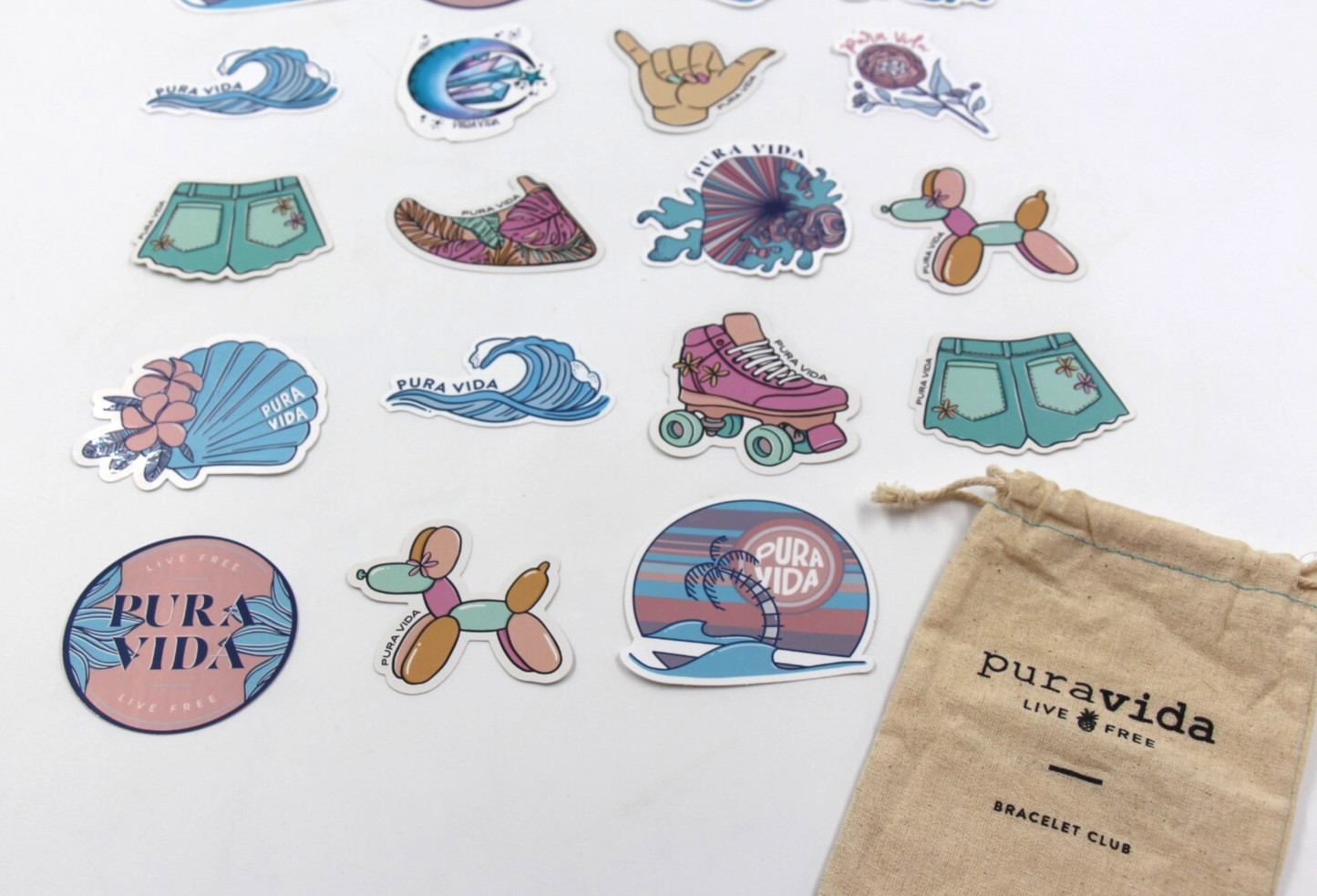 Pura Vida Sticker Lot Of 19 Logo Summer Beach Island Themed Floral Balloon Dog