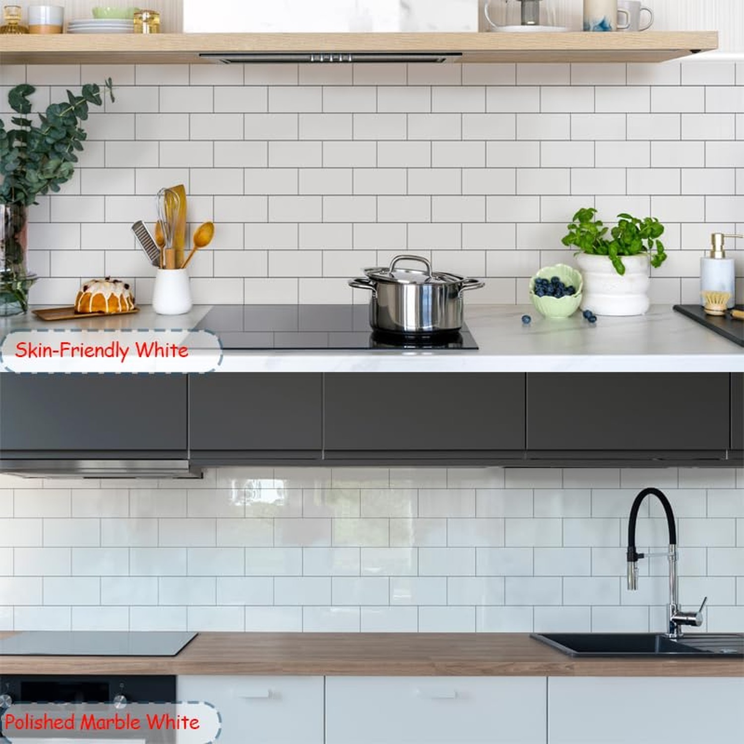 100-Pack Peel and Stick Backsplash Soft White Subway Tile Stickers, Upgraded …