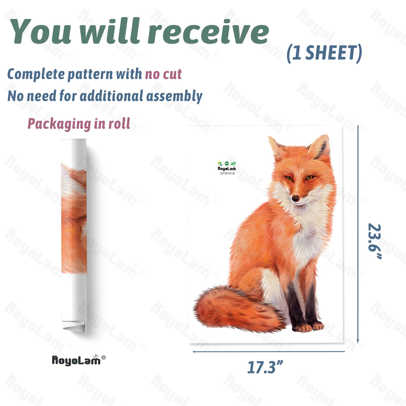 RoyoLam Red Fox Wall Decal Animal Wall Sticker | Removable waterproof peel an…