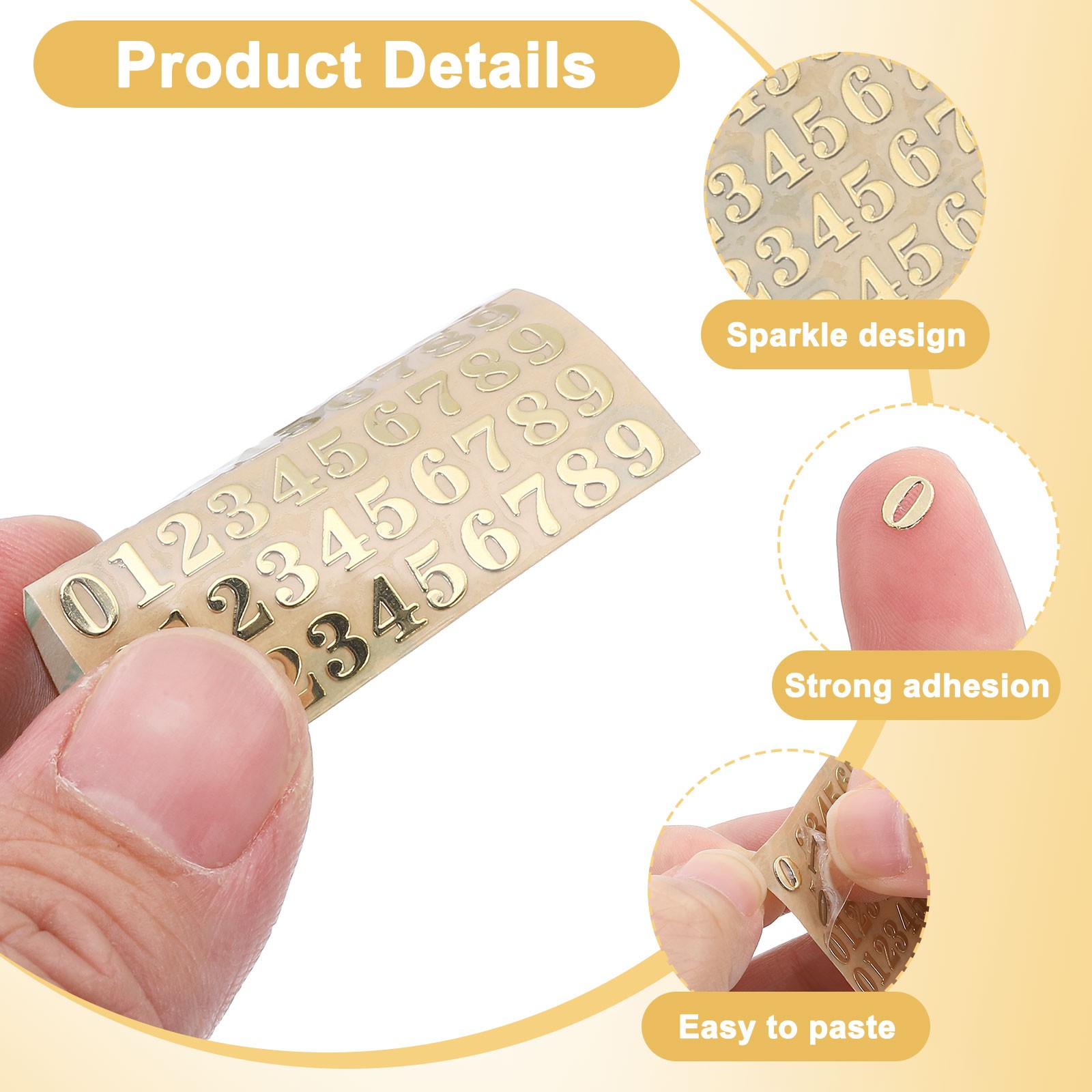 3 Sheets 4.5mm/0.18inch Mini Number Stickers, Number 0-9 Sticker, Rose Gold