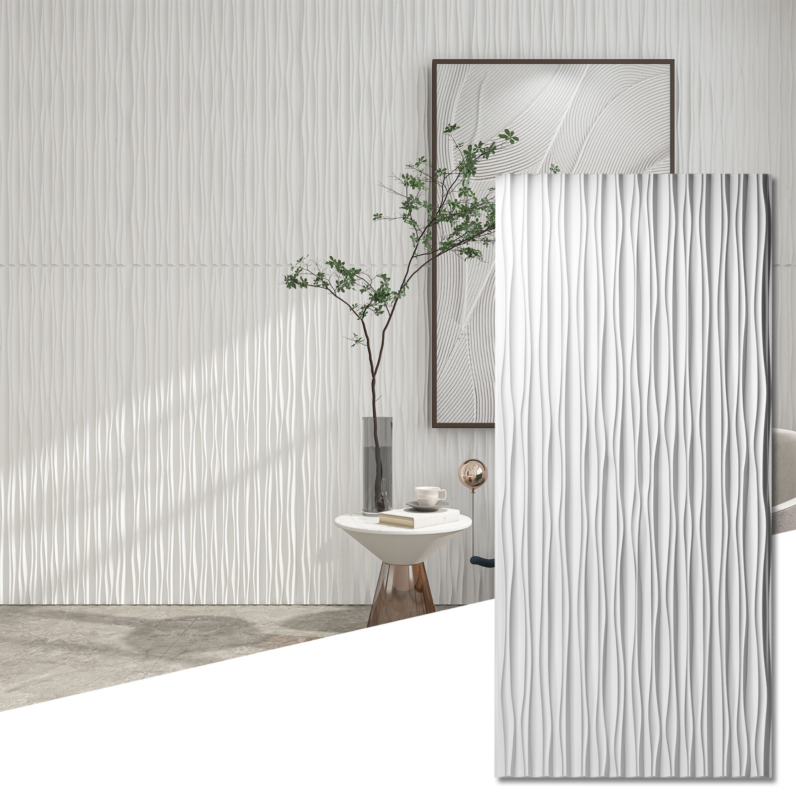 6 Pack 48" x 24" 3D PVC Wall Panels ,Ceilings,Black or White,Tree groove texture