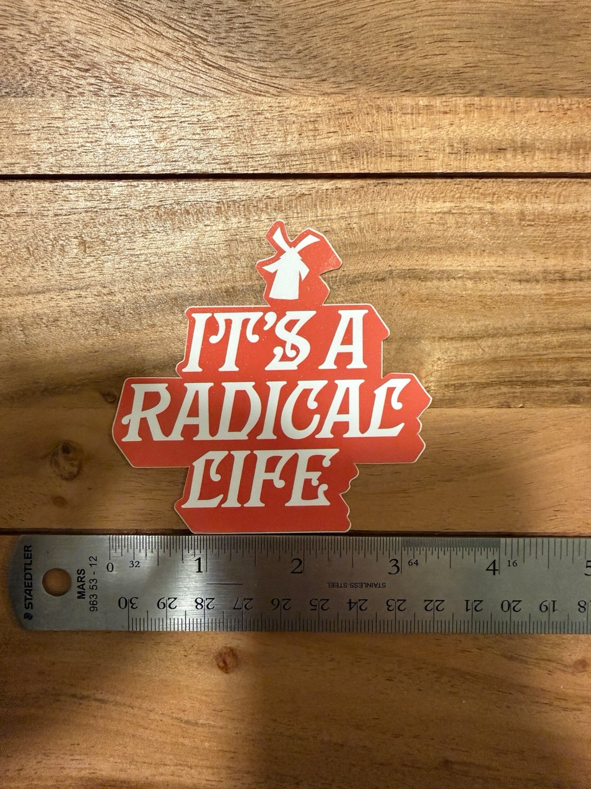 Dutch bros Radical Life Words Sticker Red White Vinyl Custom Small 3×2.5 in
