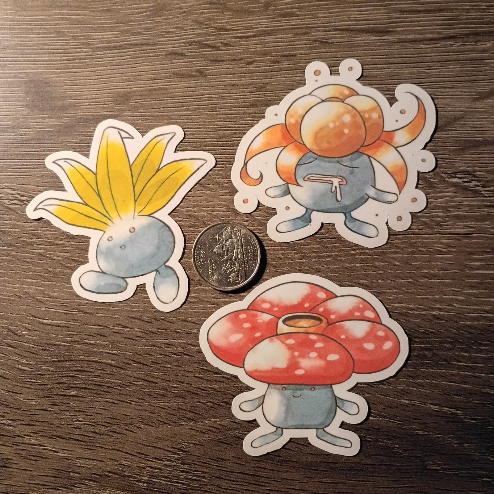 Gen 1 Oddish, Gloom, Vileplume Sticker – Vinyl Waterproof Die-cut – Japanese