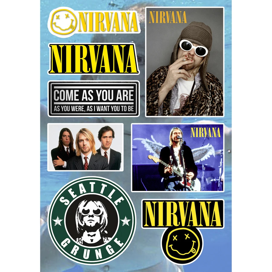 Nirvana Sticker Pack Kurt Cobain Nevermind In Utero Bleach MTV Unplugged Band