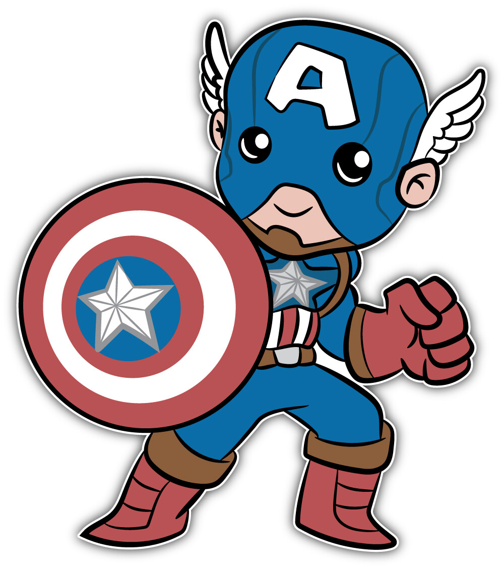 Avengers Captain America Cartoon Sticker Bumper Decal – "SIZES"