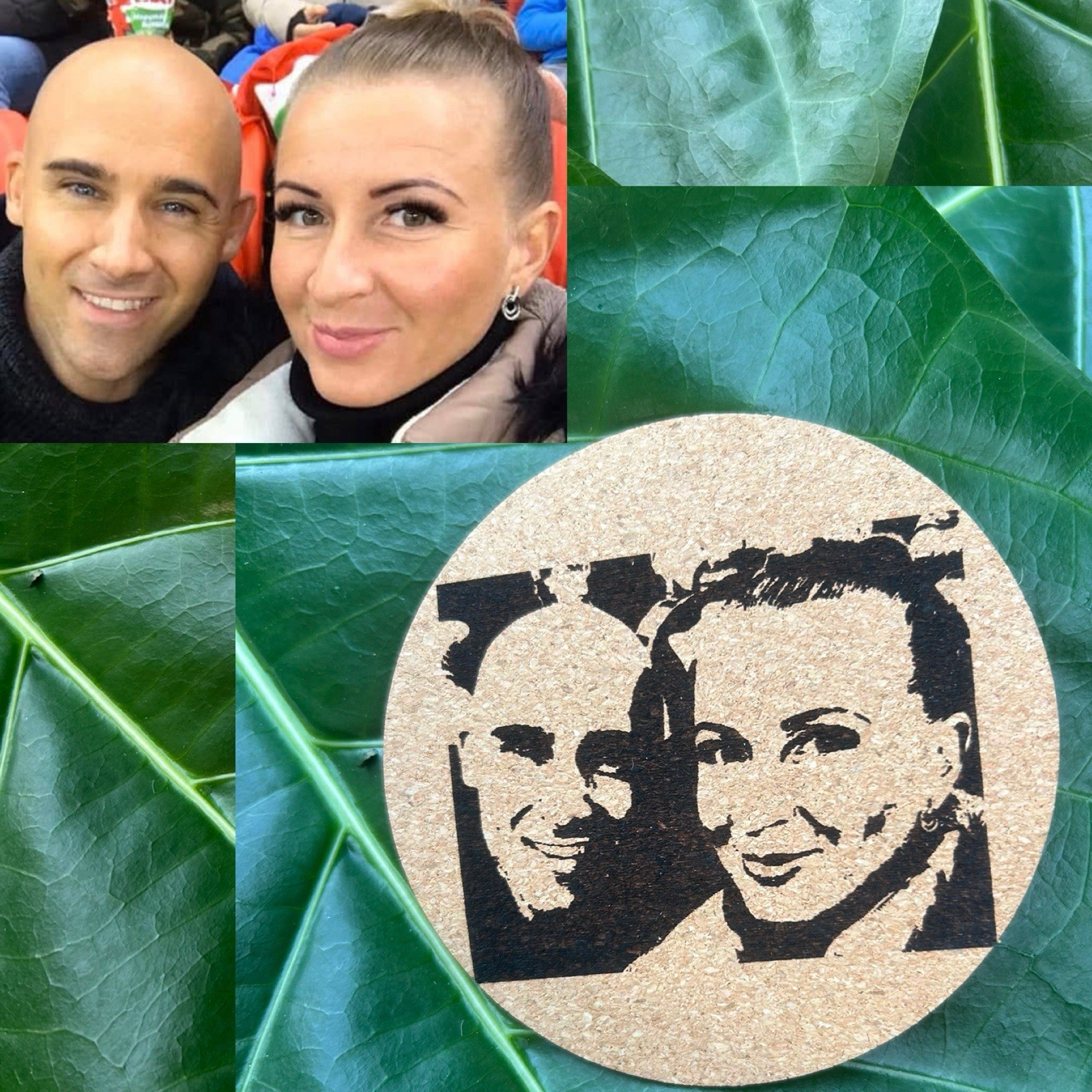 Tin Cork Coasters Sticker Pictures Photos Engraved Personalized Custom