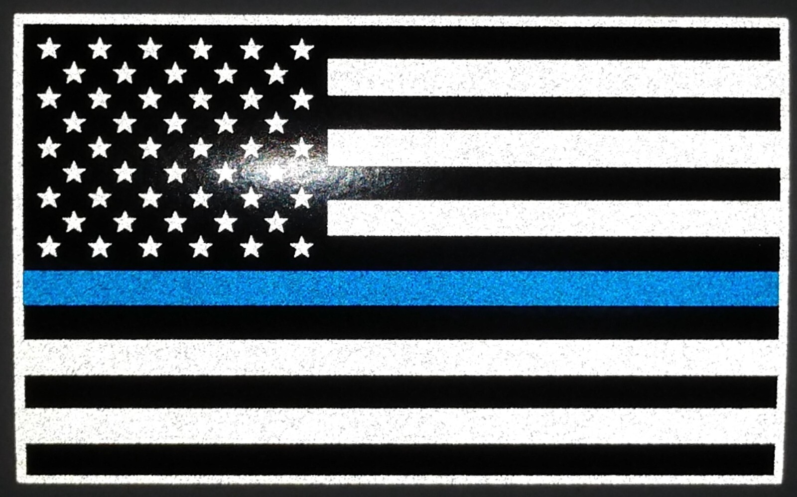 REFLECTIVE Black and WHITE FLAG THIN BLUE LINE DECAL Law Multiple Size