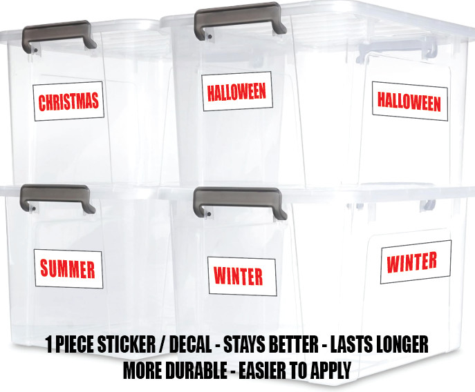 Organization Storage Bin Tub Stickers Label Decals 4each – Home Office Holiday