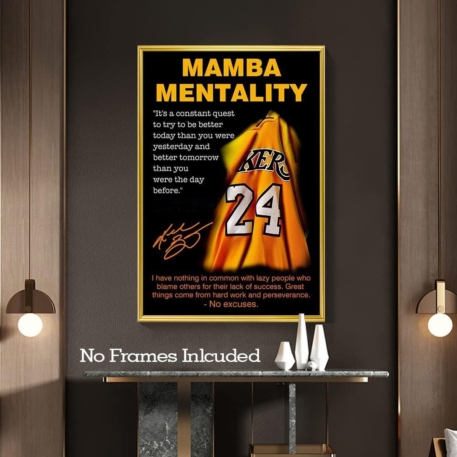 Black Mamba Inspirational Quotes Poster, Black Mamba Mentality Wall Art Decor…