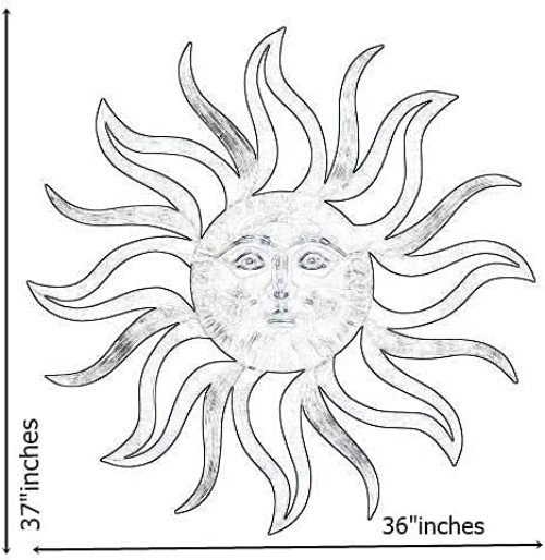 Modern Sun Metal Wall Decor Indoor Outdoor Sculpture