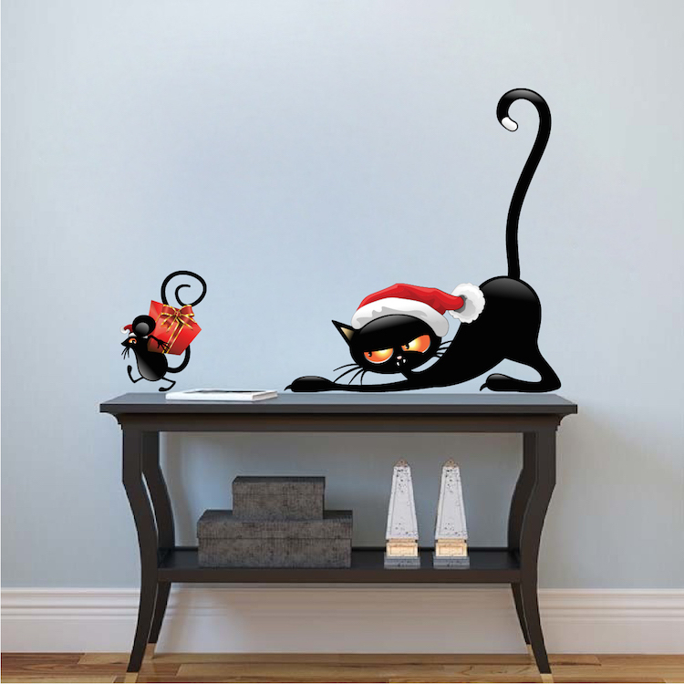 Christmas Cat And Mouse Wall Decals Christmas Wall And Window Decorations, h71