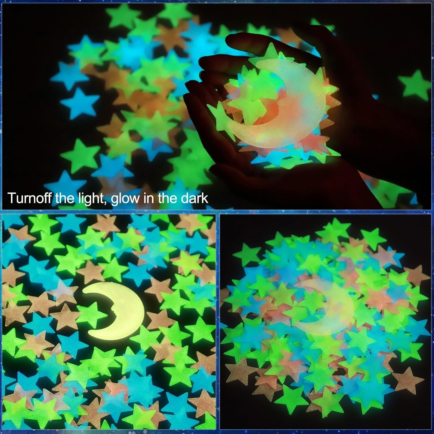 Eco-Friendly Glow in The Dark Star Stickers – Magical Decor for Kids' Space
