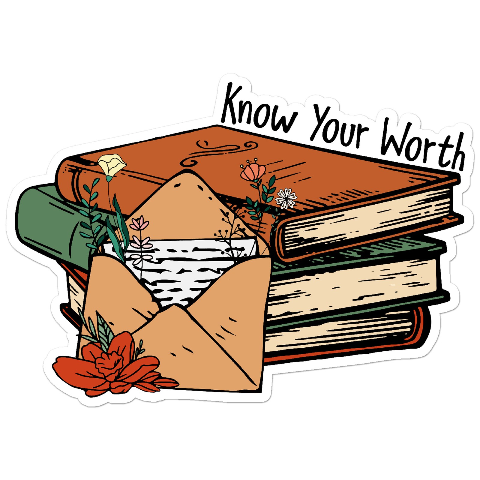 Know Your Worth Books – Vinyl Decal Sticker – Car Window Laptop – ebn8798