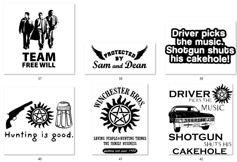 Supernatural Theme Decals 5"