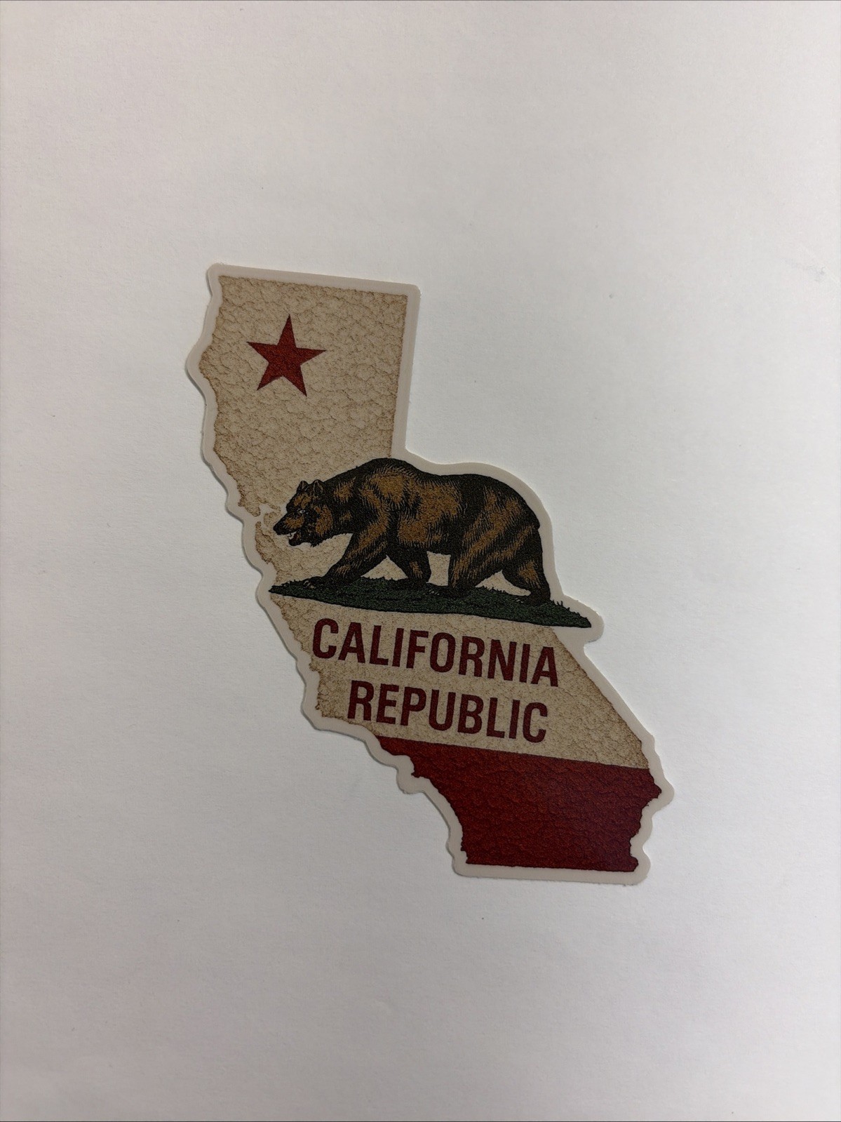 California Republic Flag Sticker Rustic Distressed Look