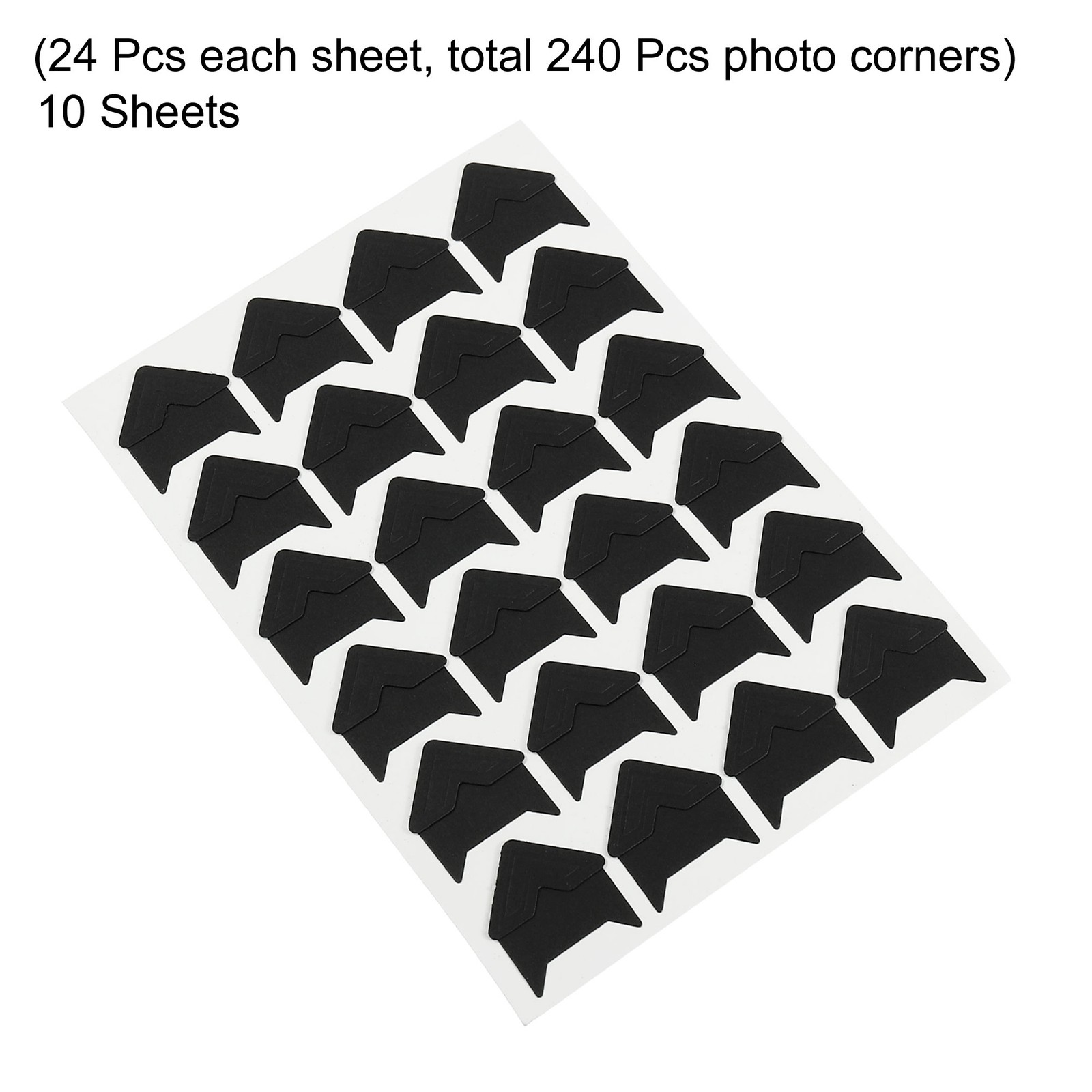 10Sheets/240Pcs Photo Corners Adhesive DIY Picture Mounting Sticker Black