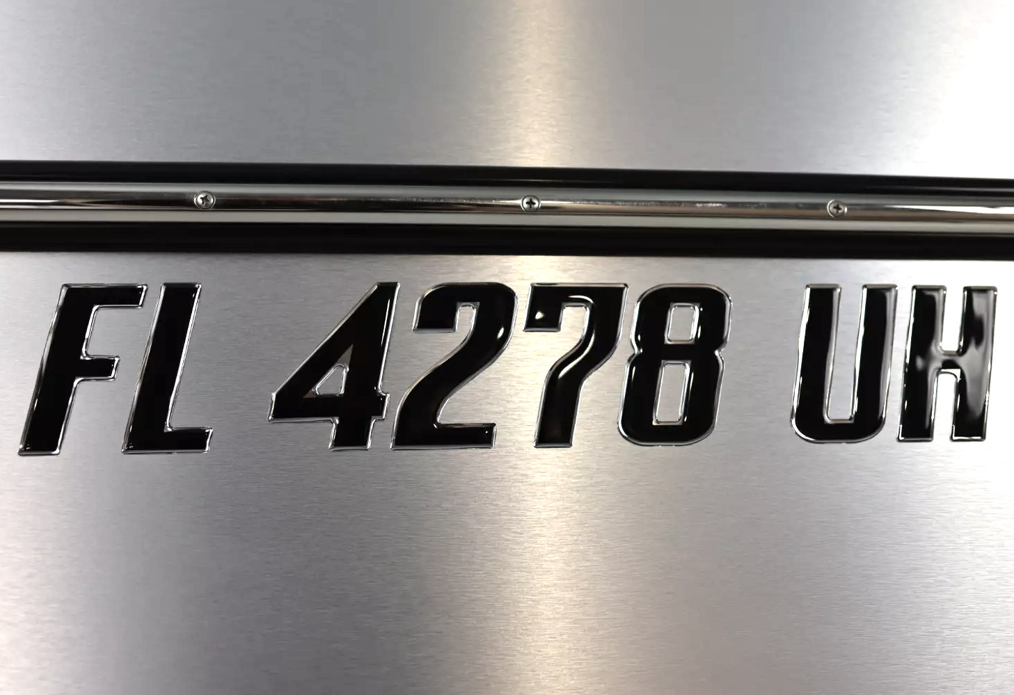 Boat Registration Numbers 3D Domed Raised Decals Black Chrome Trim Marine Grade