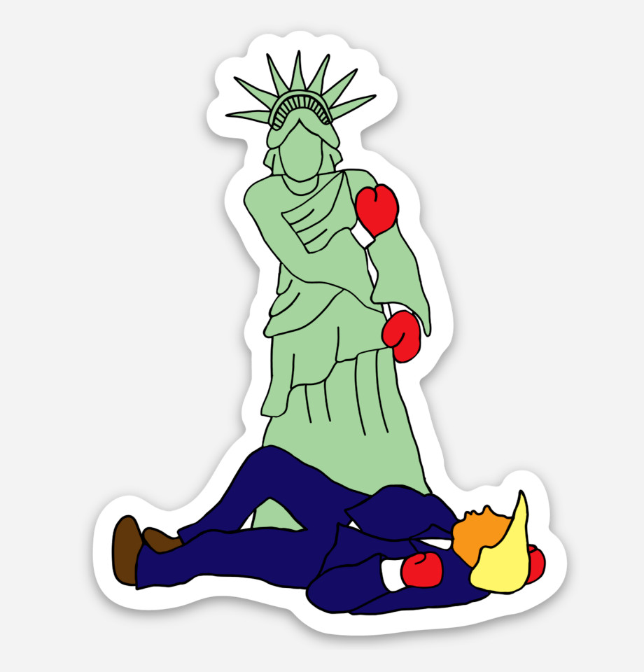 Statue of Liberty Donald Trump Boxing Premium Vinyl Die Cut Sticker 2.35″ × 3″
