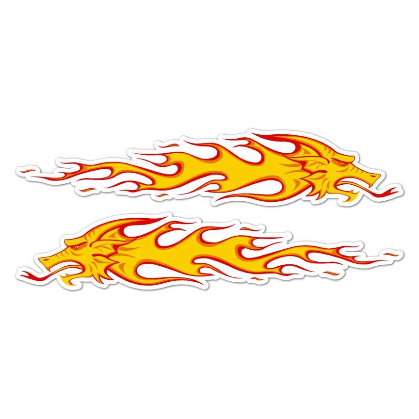 Dragon Flames Pair, Vinyl Decal Sticker, Indoor Outdoor, 3 Sizes, #7581