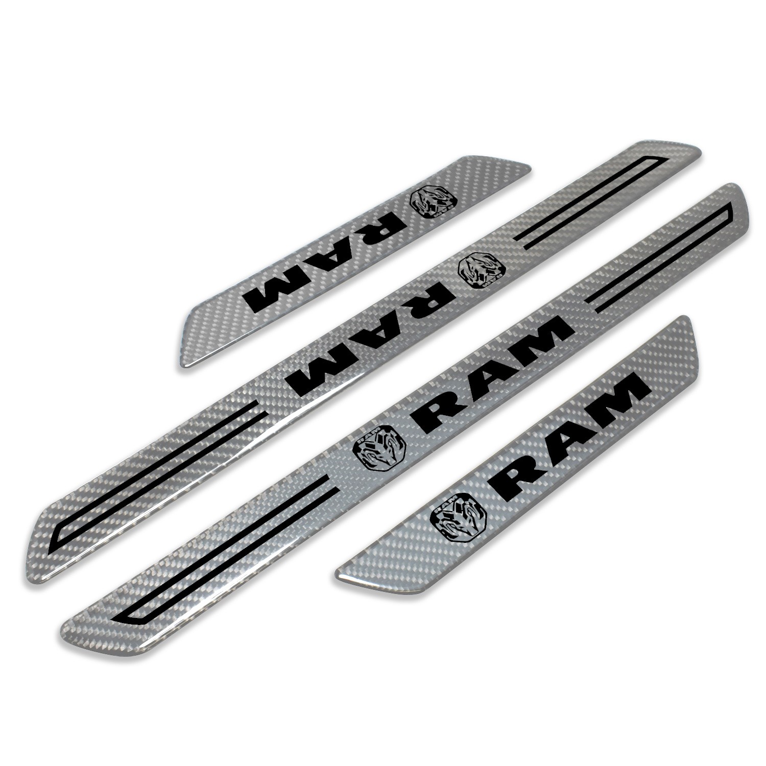 RAM 2019 up Silver Carbon Fiber Universal Door Sill Protector Kick Plates