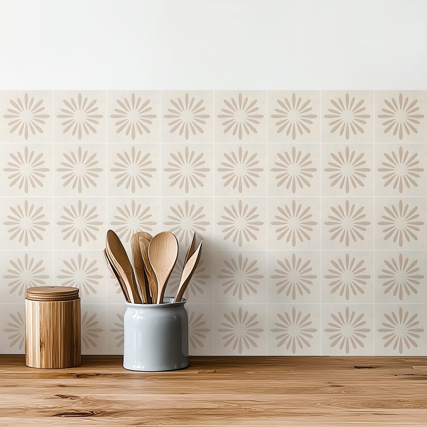 30 Pack, 4×4 Inch Neutral Peel and Stick Vinyl Decals, Modern Geometric Sunbu…