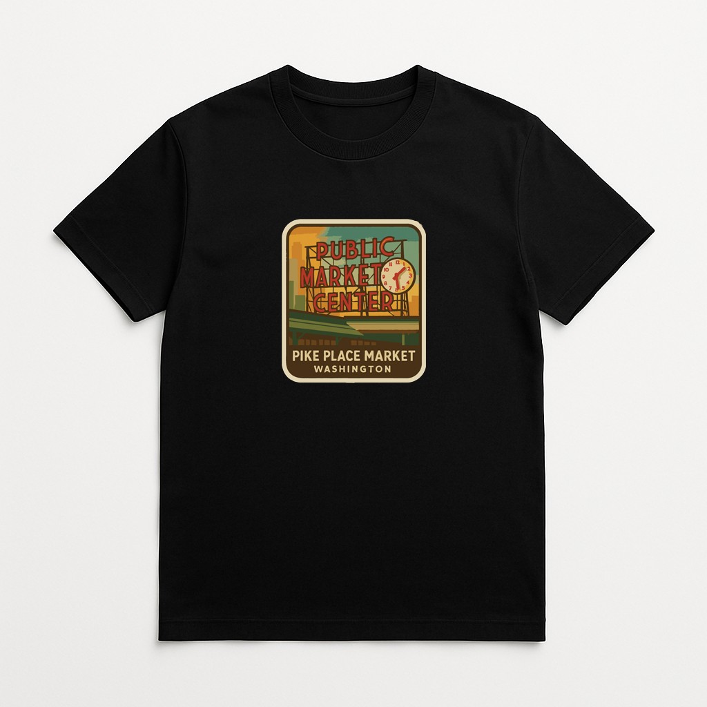 Pike Place Market Washington Iron On Heat Transfer Vinyl HTV Die-Cut Symbolic