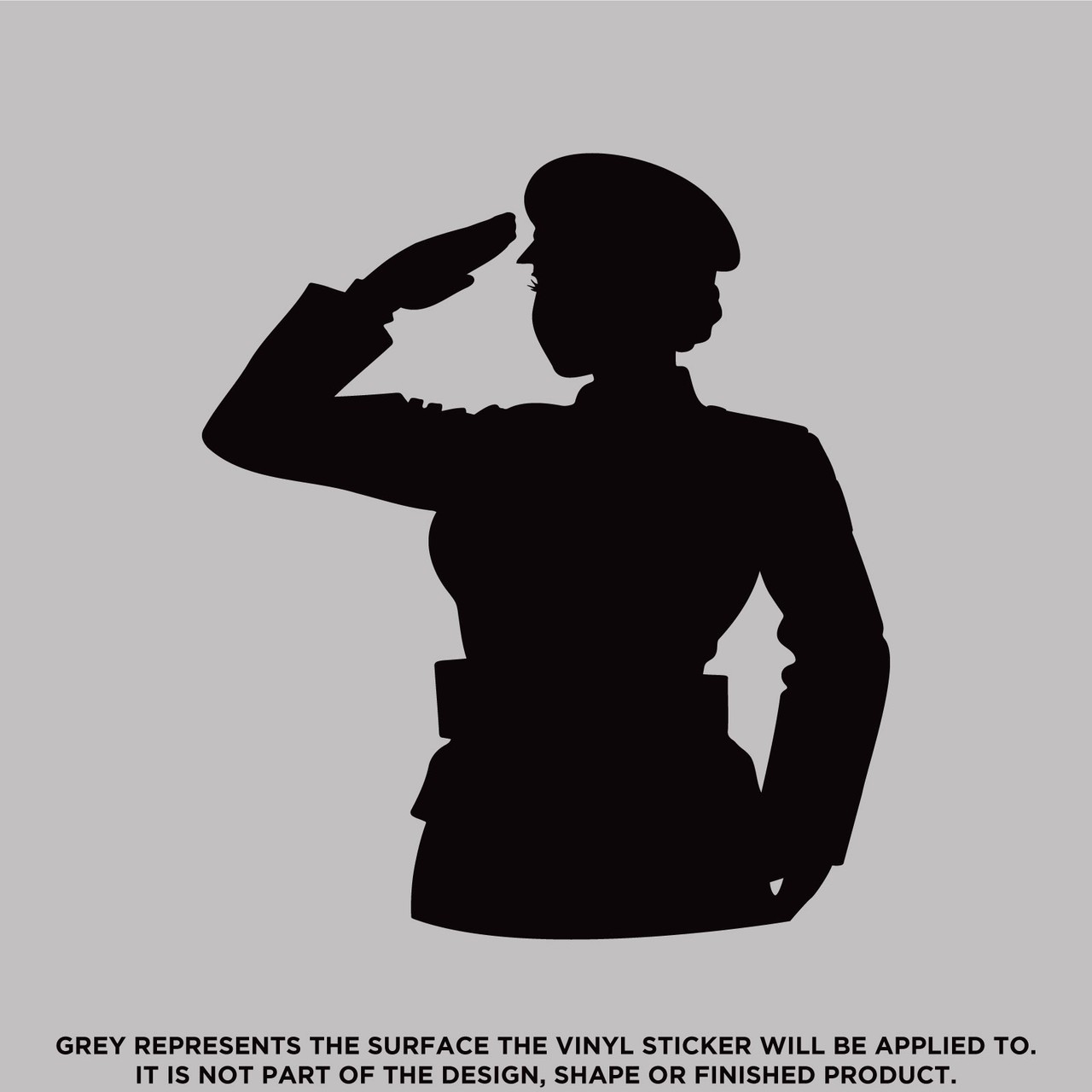 Female Soldier Saluting Die Cut, High Quality Vinyl Sticker Decal
