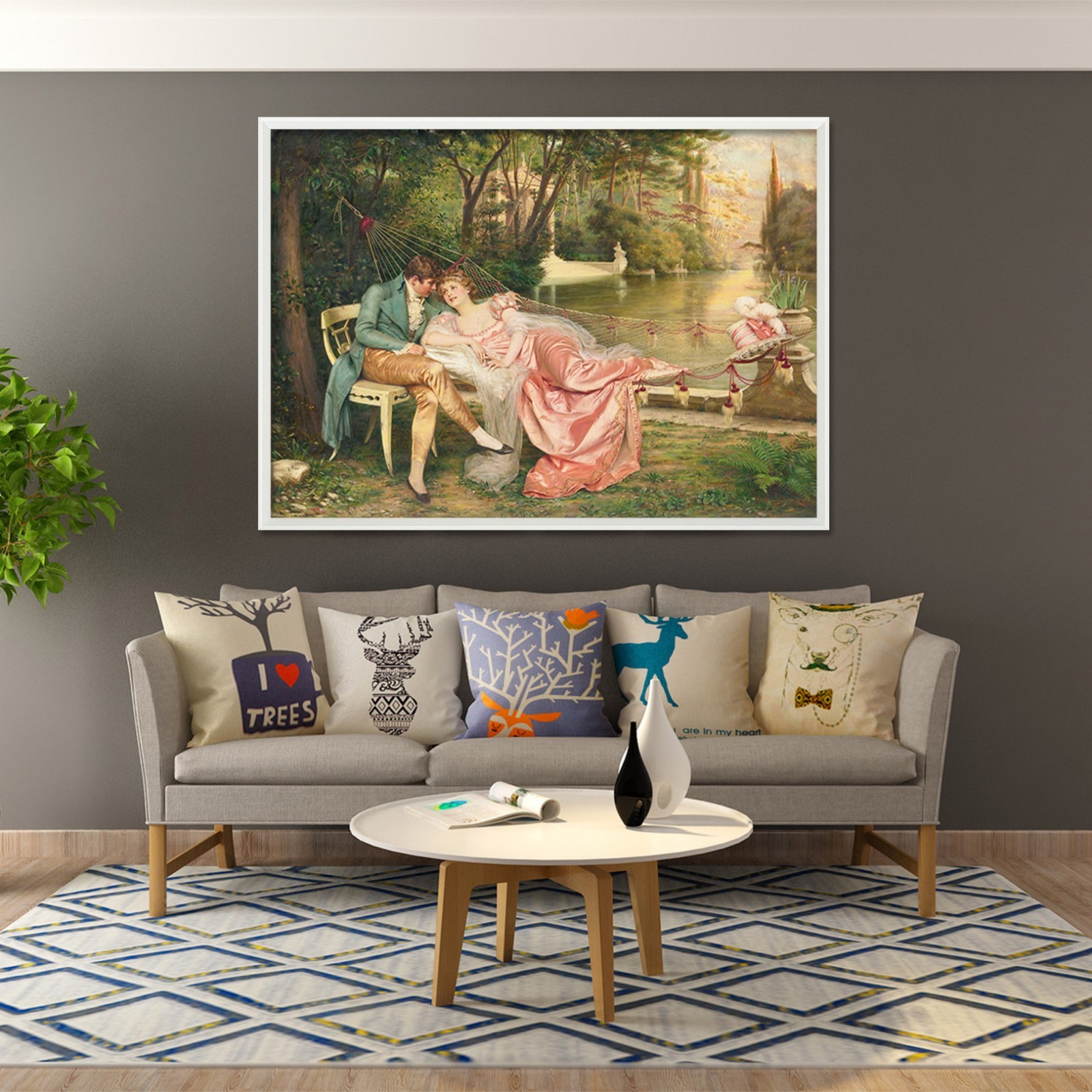 3D River Lovers 5 Fake Framed Poster Home Decor Print Painting Unique Art Summer