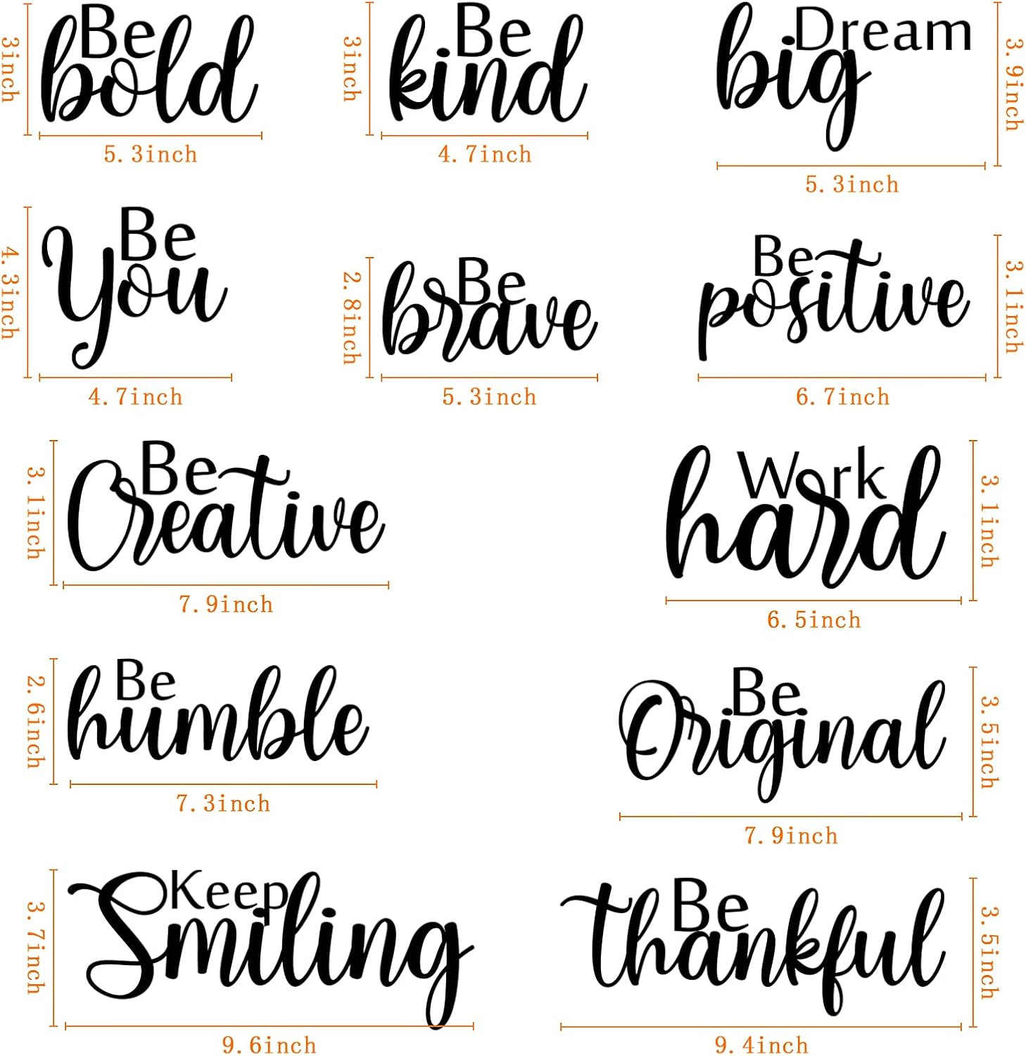 12 Pcs Inspirational Wall Decals Motivational Quote Peel and Stick Vinyl Wall Qu