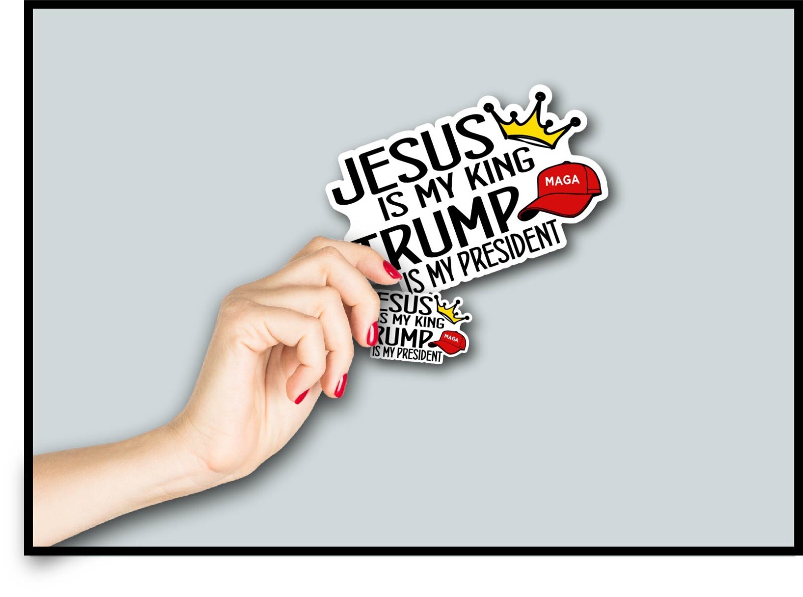 Jesus Is My King Trump President Decal Sticker Crown Red Hat MAGA Political USA