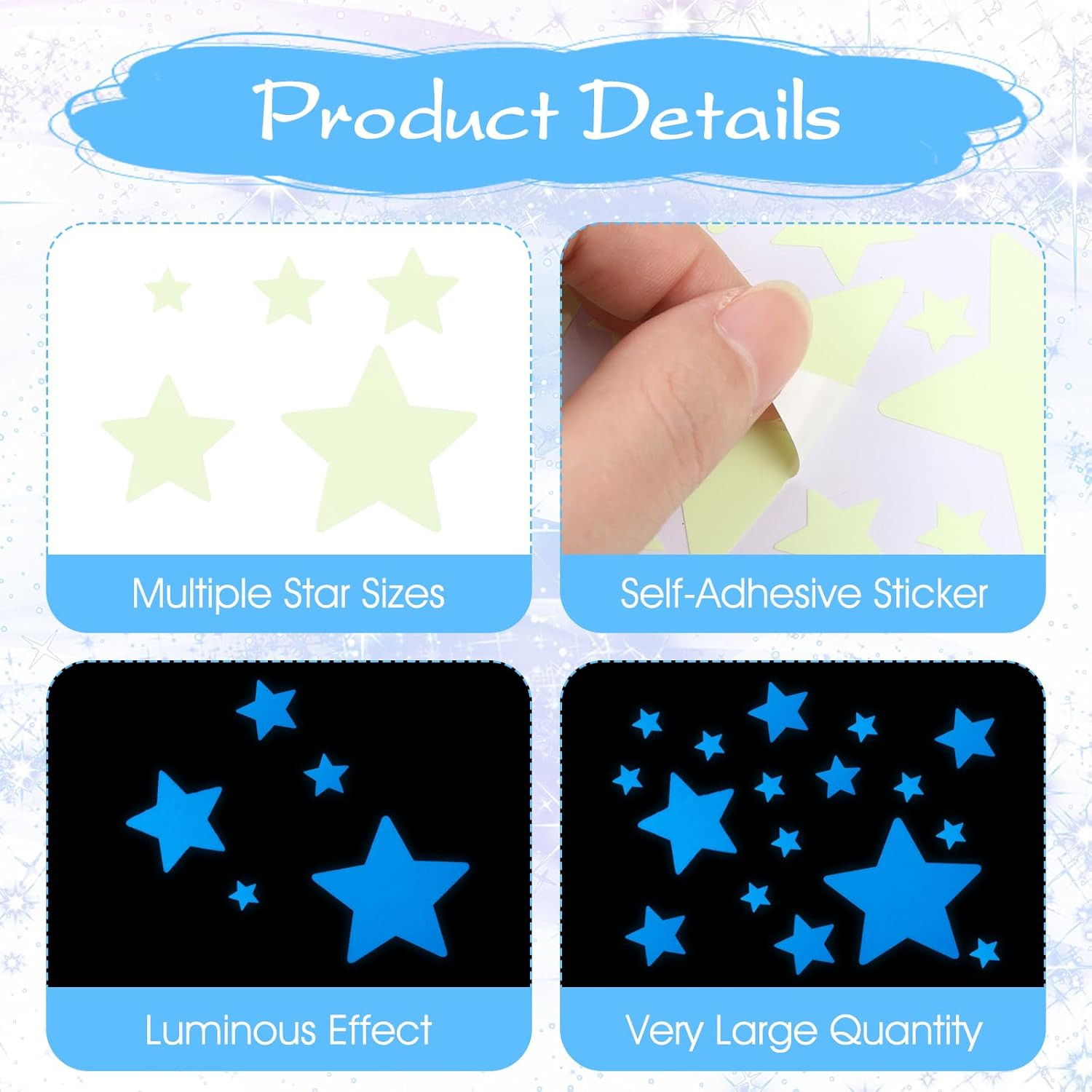 Glow in the Dark Stars Wall Stickers – 469 Pcs, Perfect for Kids' Nursery, Bedro
