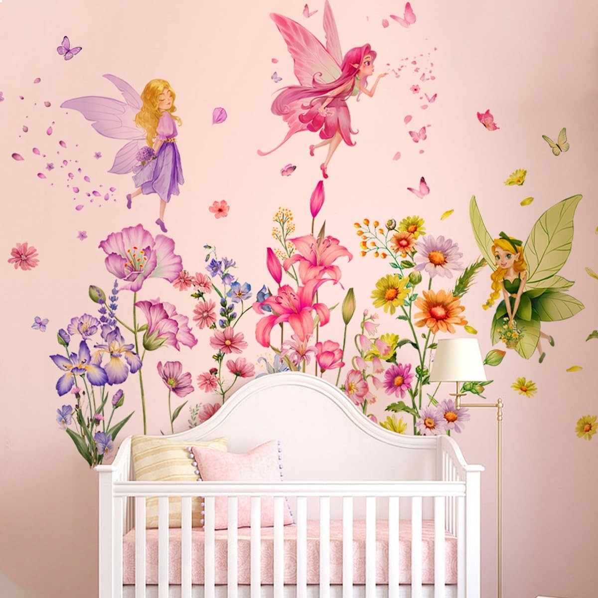 Fairy Wall Decals Fairy Flower Wall Decor Stickers 59×37.4 Inches Baby Nurser…
