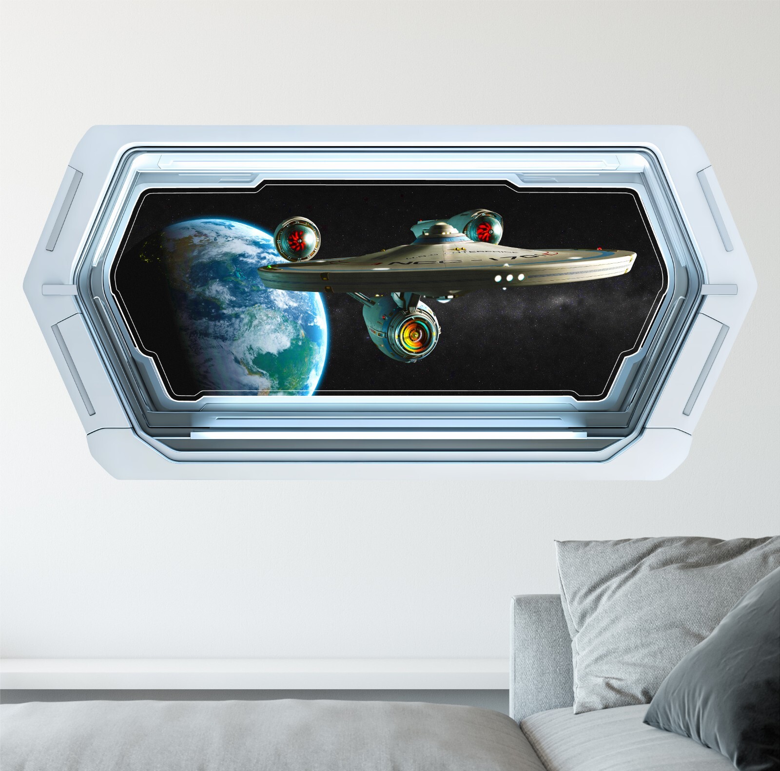 Space Window Wall Decal – Starship Enterprise – Removable Wall Sticker