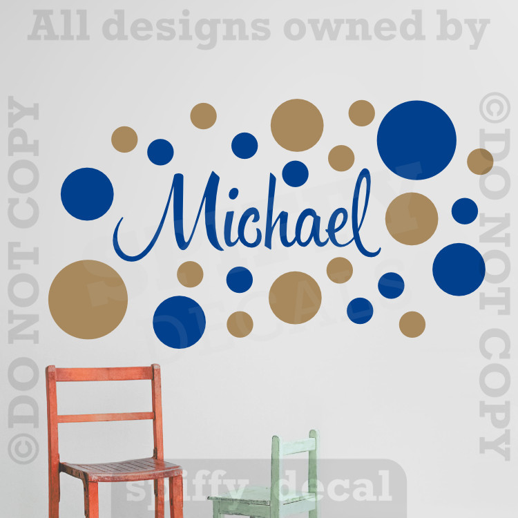 Personalized Custom Single Name Vinyl Wall Decal Sticker Decor Nursery Polkadots
