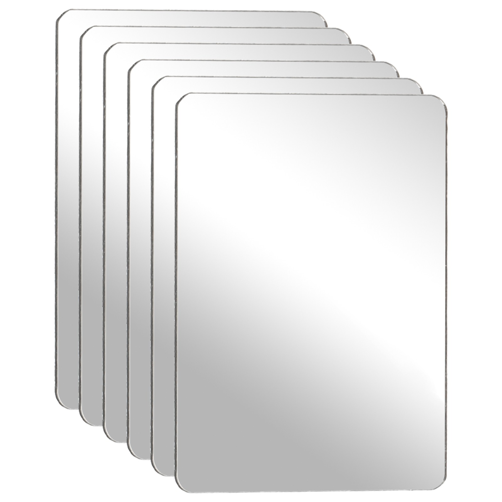 6Pcs Acrylic Mirror Sheet, 2.8×2" Rectangle Self Adhesive Mirror