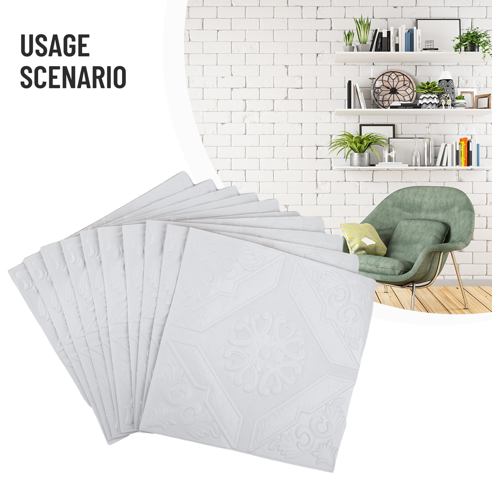 10pcs 3D Tile Brick Wall Sticker,Self Adhesive Waterproof Foam Panel Wallpapers