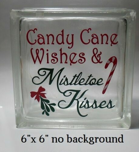 Candy Cane Wishes Christmas decal sticker for DIY 8" glass block